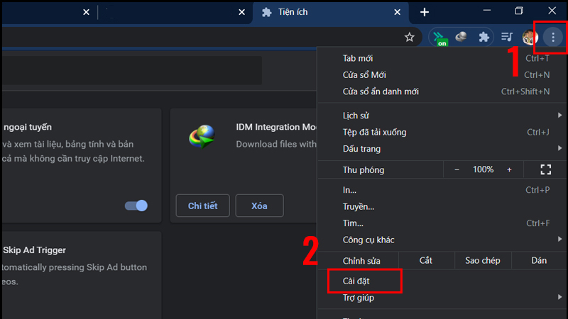 Cho phép IDM ở chế độ ẩn danh