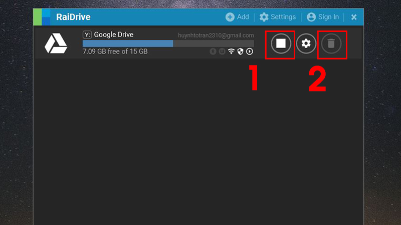 Cách xóa Google Drive khỏi RaiDrive