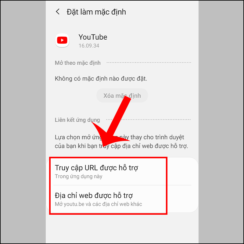 Cài đặt ứng dụng mặc định để link web