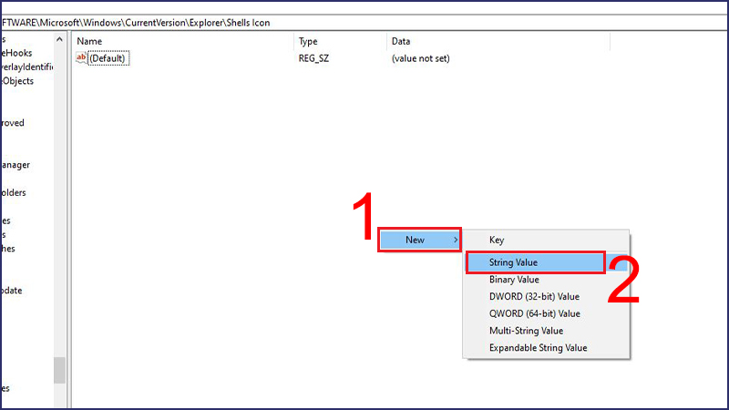 Chọn String Value để tiếp tục