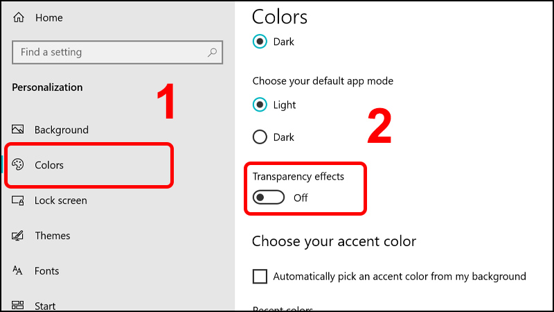Cách tắt hiệu ứng gương trong suốt cho máy tính Windows 10 đơn giản