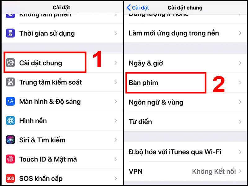 Chọn Cài đặt chung và chọn Bàn phím