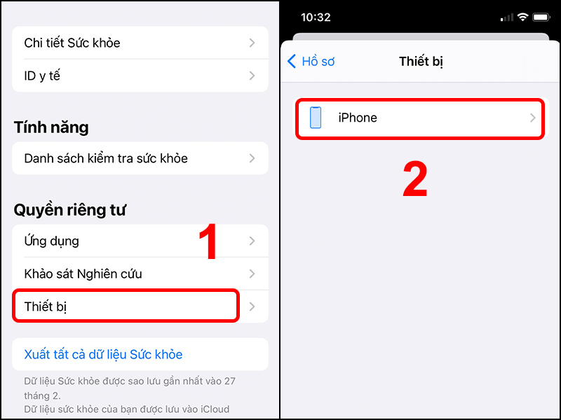 Bạn chọn Thiết bị v&agrave; nhấn iPhone.