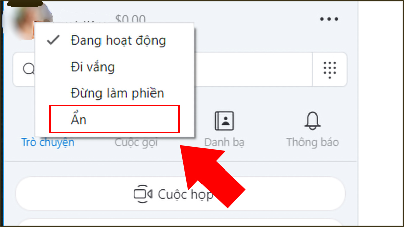 Bước 3: Chọn Ẩn để ẩn trạng thái hoạt động đến tất cả mọi người trong danh sách bạn bè của bạn.