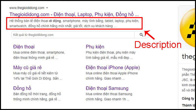 Description là thuật ngữ thường được sử dụng trong SEO