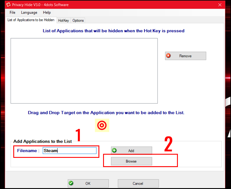  Chọn c&aacute;c phần mềm muốn ẩn