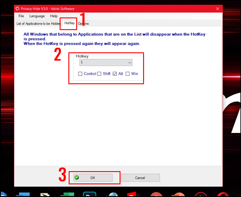 C&agrave;i đặt ph&iacute;m tắt ẩn nhanh theo &yacute; bạn