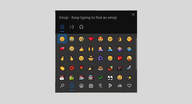 Bảng biểu tượng cảm xúc trên máy tính Windows 10