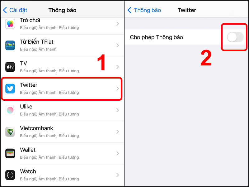 Tắt thông báo ở ứng dụng Twitter