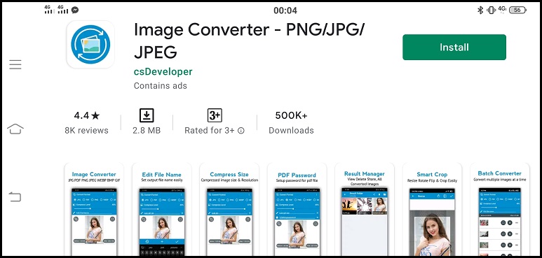 Giao diện  Image Converter trên CHPlay