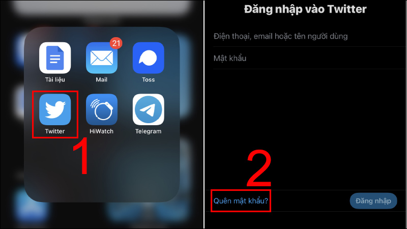 Vào ứng dụng để lấy lại mật khẩu Vào ứng dụng để lấy lại mật khẩu