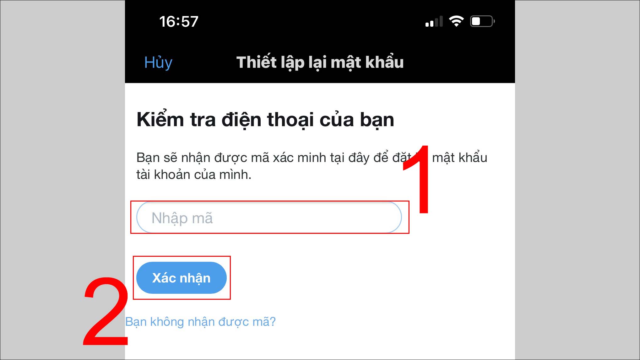 Nhập lại số điện thoại Nhập lại số điện thoại