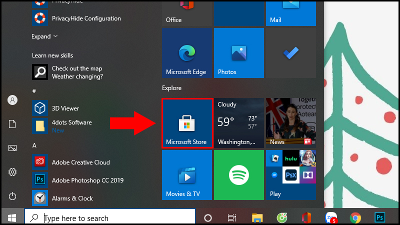 Mở Microsoft Store