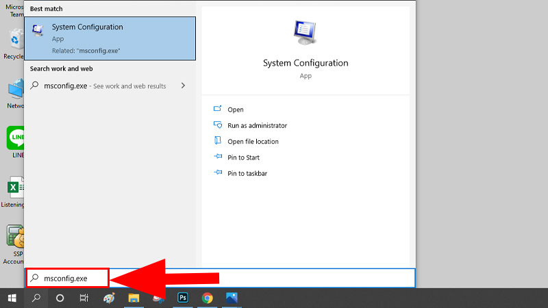  Nhập msconfig.exe v&agrave; nhấn Enter để mở System Configuration