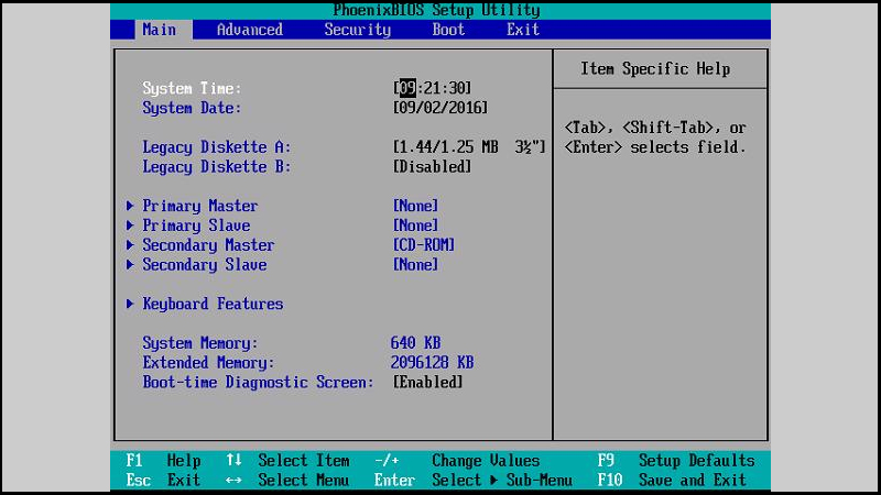 Giao diện của BIOS