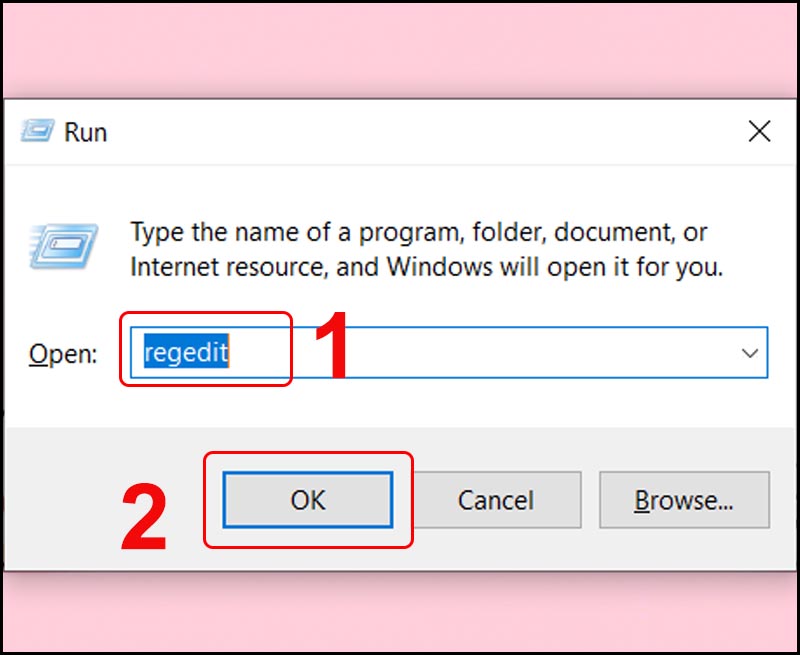Mở công cụ Regedit bằng cửa sổ Run