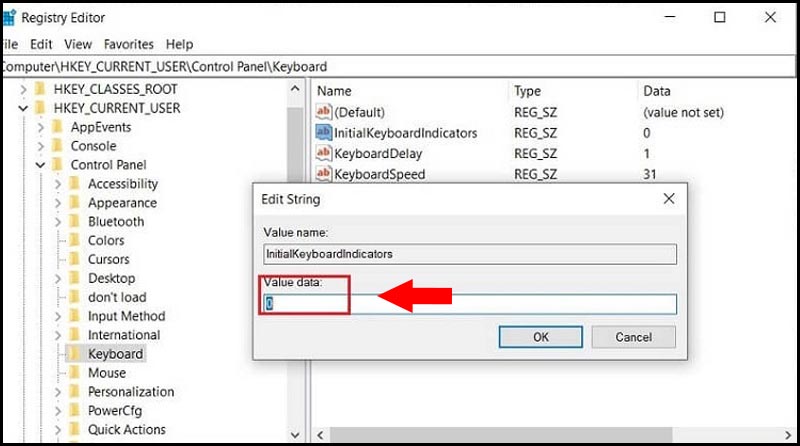 Tiến hành chuyển Value data lại