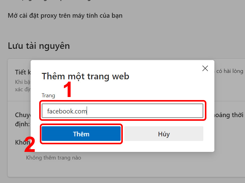 Nhập Url v&agrave; bấm Th&ecirc;m để ho&agrave;n tất