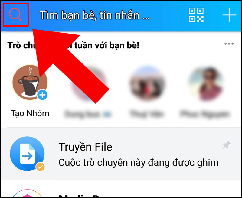 Biểu tượng kính lúp chuyển đỏ khi có tin nhắn ẩn mới