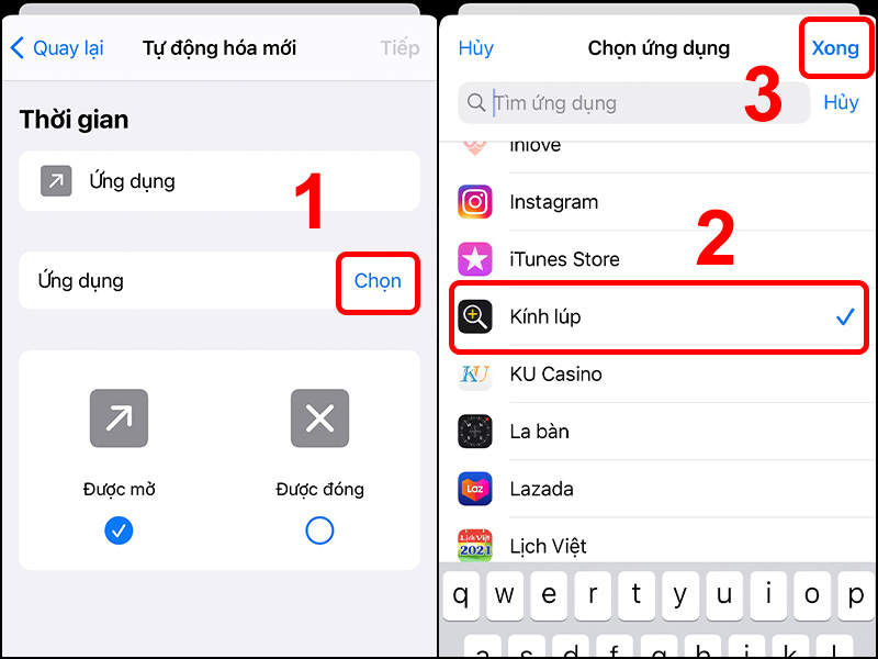 Chọn v&agrave; th&ecirc;m Ứng dụng
