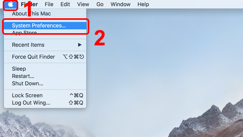 Nhấn vào hình Quả táo và chọn System Prefences