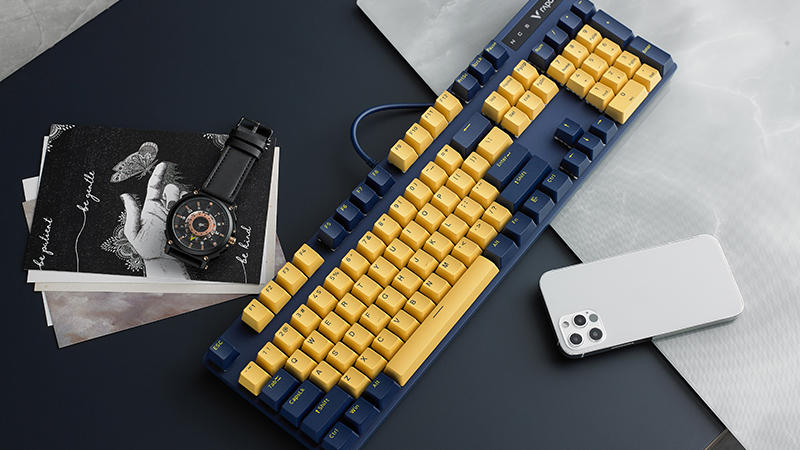 Bàn Phím Cơ Có Dây Gaming Rapoo V500Pro Vàng Xanh