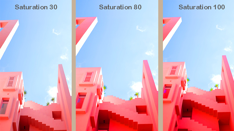 Ba mức độ Saturation khác nhau