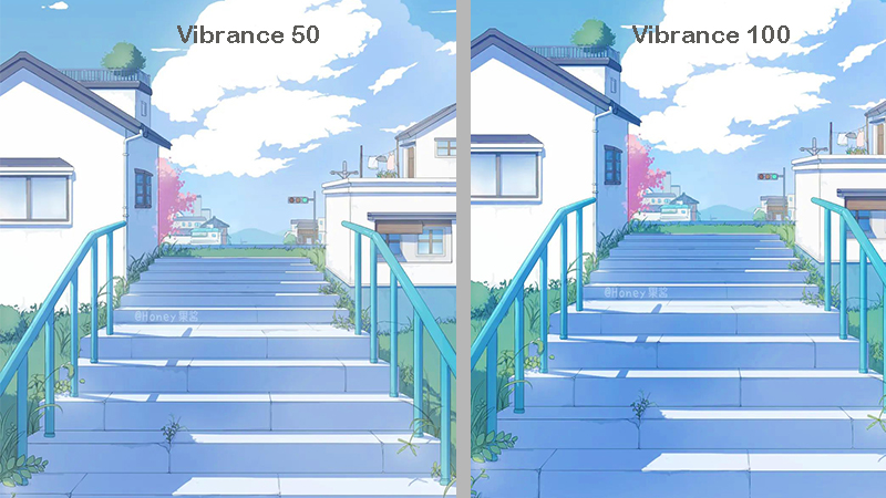 Hai mức độ Vibrance khác nhau