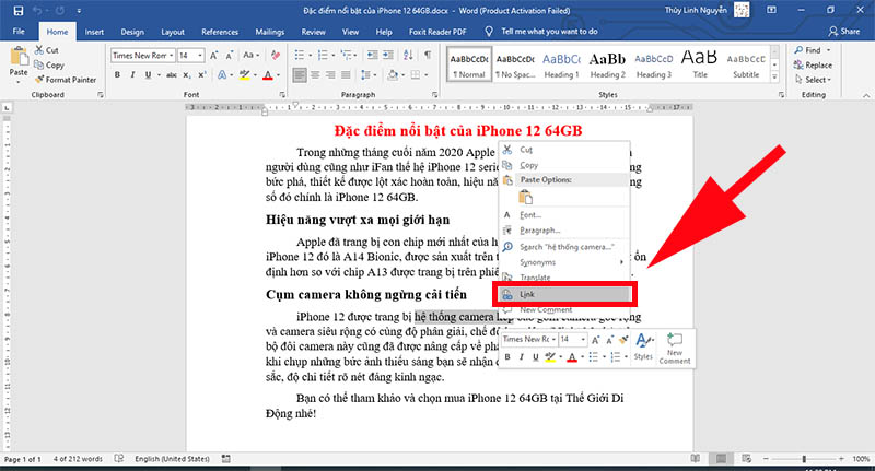 Video] Cách tạo liên kết (link) trong Microsoft Word đơn giản - Thegioididong.com