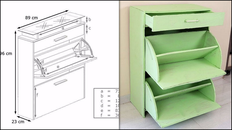 Tủ để giày dép bằng gỗ MDF thiết kế đơn giản GHT-592