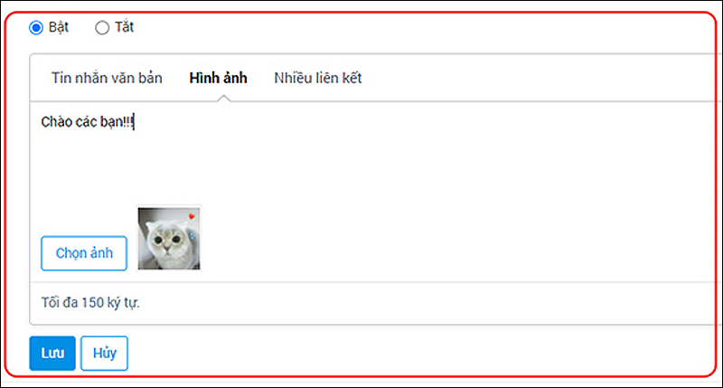 Thiết  lập lời chào dạng hình ảnh