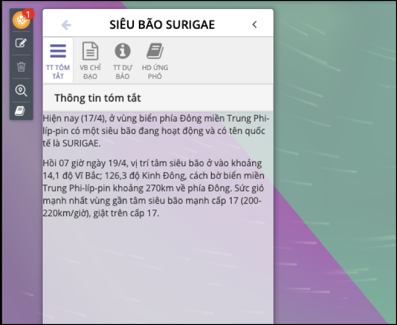 Th&ocirc;ng tin về cơn b&atilde;o