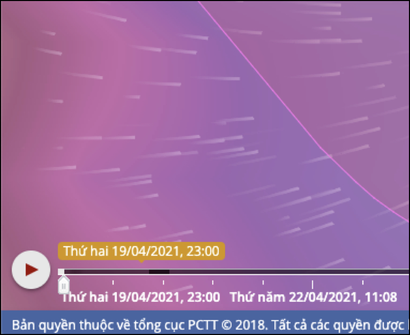 Thanh theo d&otilde;i dự đo&aacute;n đường đi b&atilde;o theo thời gian thực