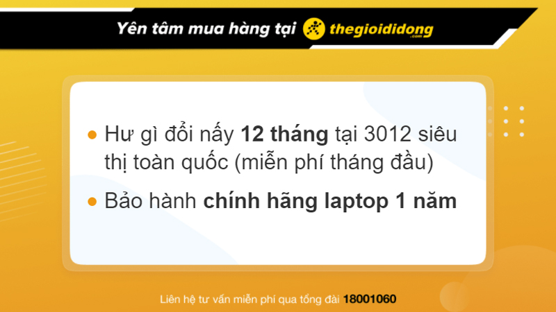 Chính sách bảo hành khi mua laptop tại Thế Giới Di Động