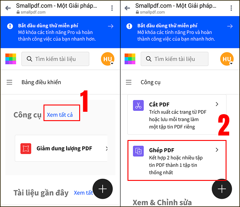 Truy cập smallpdf