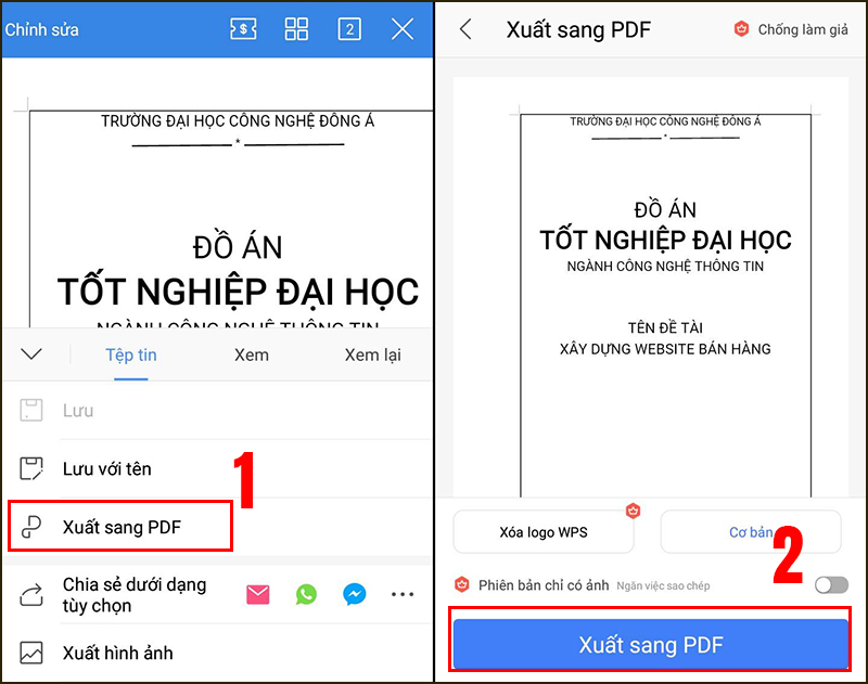 Xuất file sang PDF