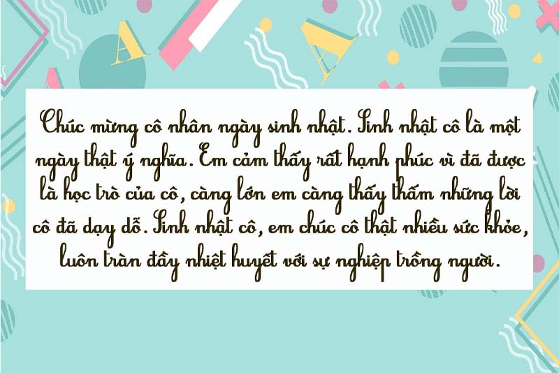 Chúc sinh nhật kèm bày tỏ lòng biết ơn đến người lái đò tri thức