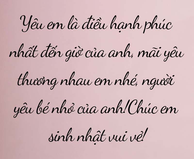 Chúc sinh nhật kèm lời yêu thương đến bạn gái