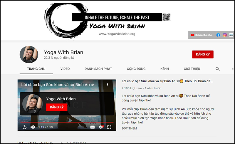 Kênh YouTube Yoga With Brian