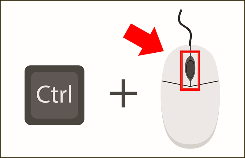 Nhấn giữ phím CTRL và kéo con lăn của chuột để thu phóng