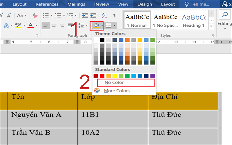 Cách tô màu bảng trong Word (áp dụng cho tất cả các phiên bản Word ...