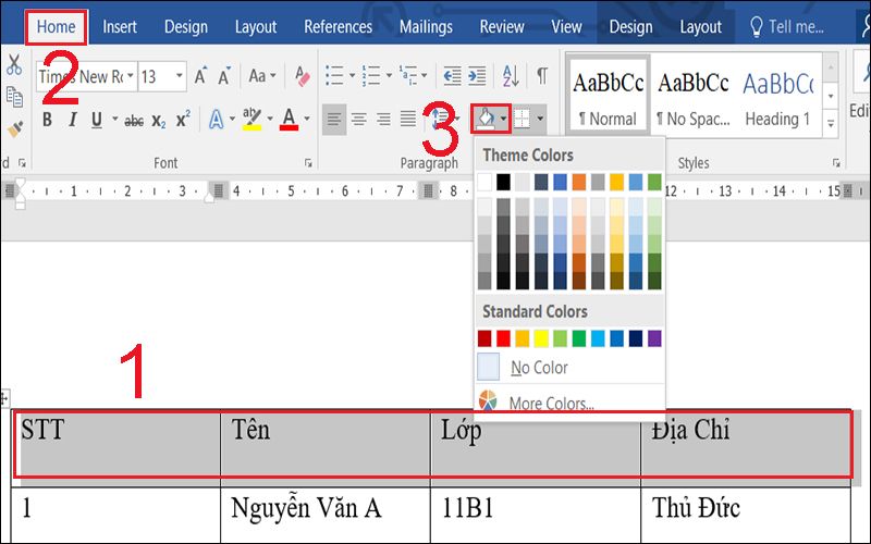 Cách Tô Màu Bảng Trong Word (Áp Dụng Cho Tất Cả Các Phiên Bản Word) -  Thegioididong.Com