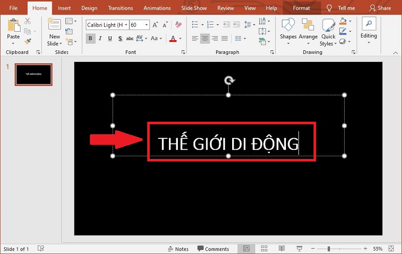 Dán lại văn bản đã chuyển vào Powerpoint