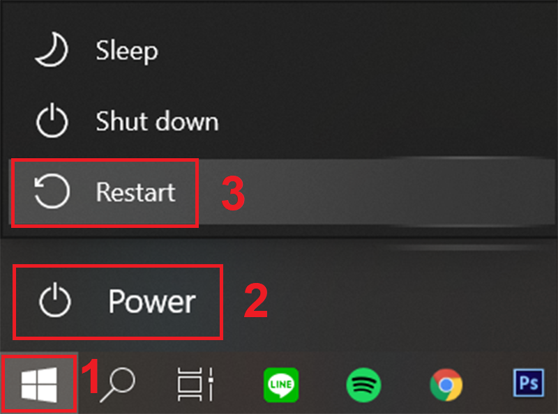 Khởi động lại máy tính