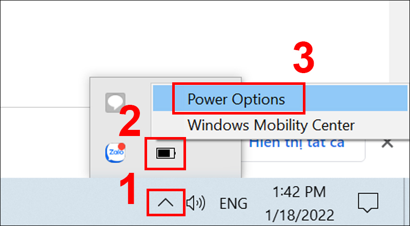 Thực hiện mở Power Options