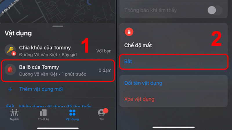  Nhấn Bật trong chế độ mất