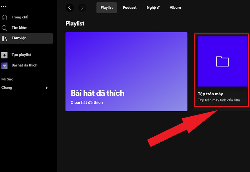 Vị trí của những file nhạc tải lên Spotify