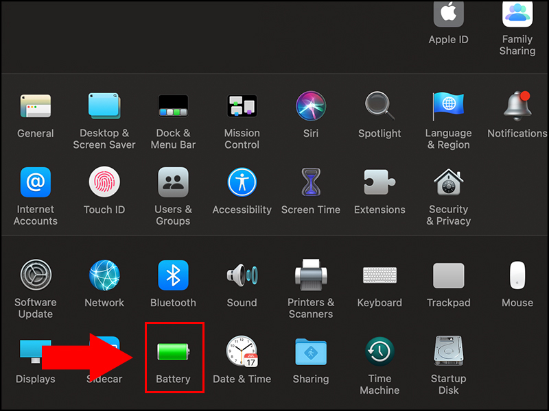 Vào cài đặt Battery