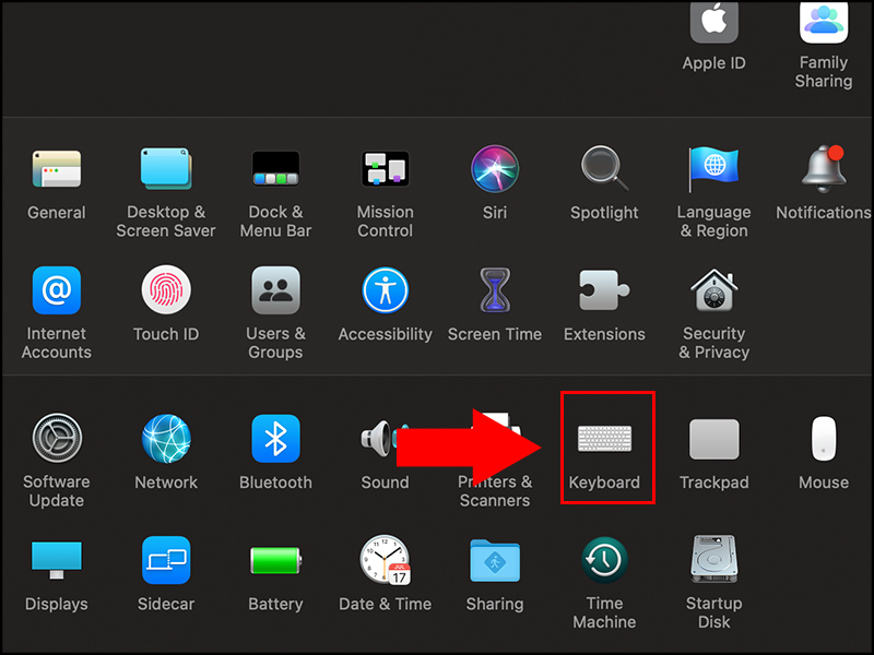 Vào cài đặt Keyboard