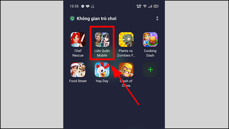 Chọn Game bạn cần tập trung.